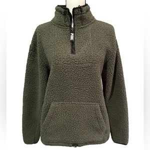 PINK Victoria’s Secret Green Fleece Pullover SIZE SMALL